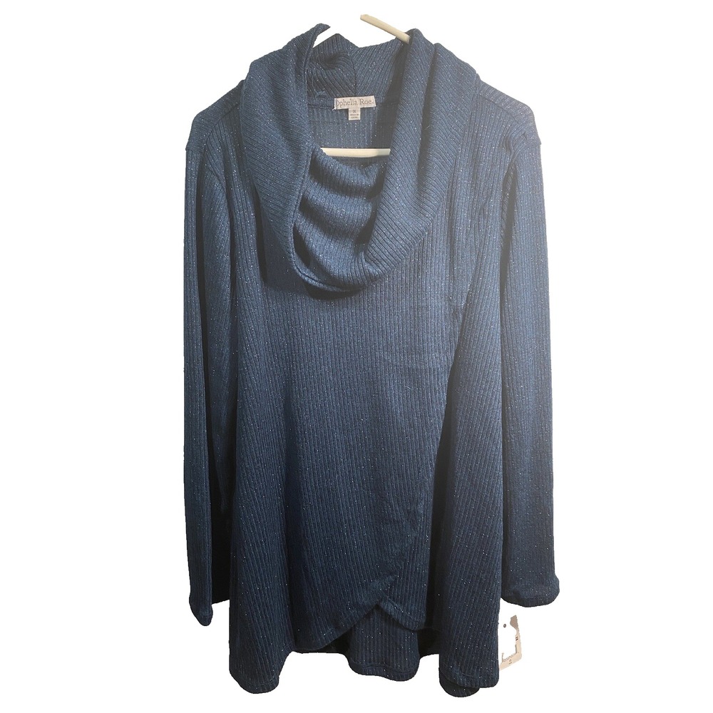 ophelia roe womens long sleeve over sized collared pullover sweater plus size 1X